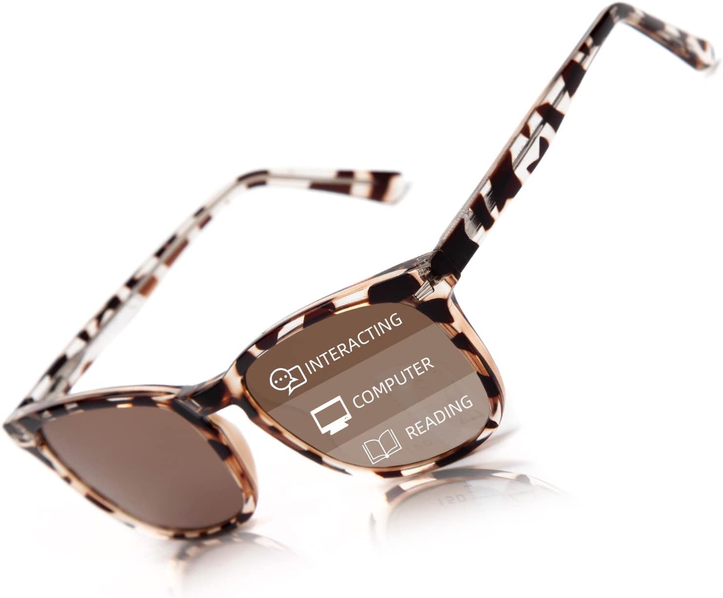 LianSan Progressive Multifocal Reading Sunglasses - for Women Men with Spring Hinge Acrylic Frame UV400 Trifocal Sun Readers