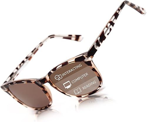 LianSan Gafas de sol de lectura multifocales progresivas para mujeres y hombres con bisagra de resorte marco acrílico UV400 trifocal para lectores