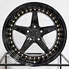 Aodhan DS-05 Custom Wheel - 18x9.5, 35 Offset, 5x100 Bolt Pattern, 73.1mm Hub - Gloss Black with Gold Rivets Rim