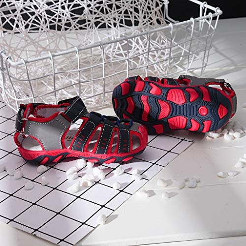 Toddler Sandals Boys Shoes Sandals Girl Kids Children Shoes Closed Toe Summer Beach Boy Baby Shoes (Red, 21)3