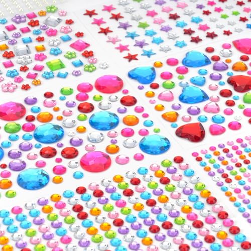 11 Sheets Gem Stickers, 2317 Pcs Self Adhesive Rhinestone Stickers for Crafts, Assorted Jewel Stickers and Sticker Gems for Scrapbooking, Card Making, DIY Decoration