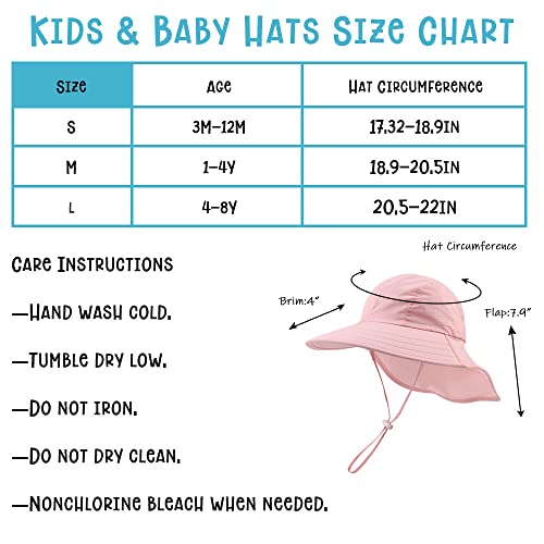 Toddler Summer Hat With Neck Flap Waterproof Kids Swim Hat Baby Uv Protection Sun Hats Beach Cap For Boys Girls (As1, Age, 3_Months, 12_Months, Pink) #TOP6