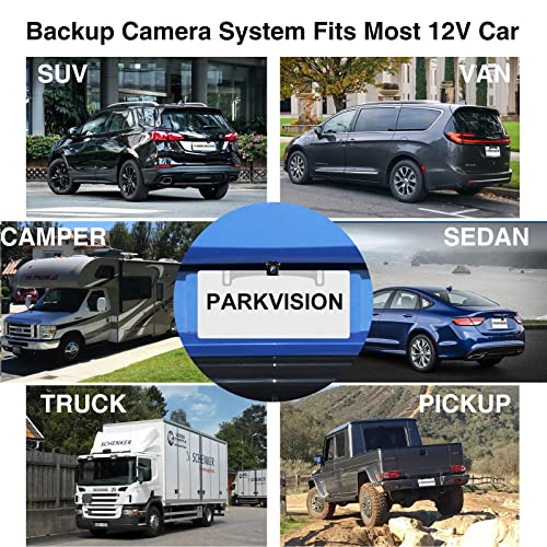 Image of PARKVISION Backup View Camera for Cars Metal Hidden Bracket,160 Adjustable Angles License Plate Mount Rear View Camera,HD 720P for DC12V Vehicle SUV Pickup Truck RV Van Camper Bus