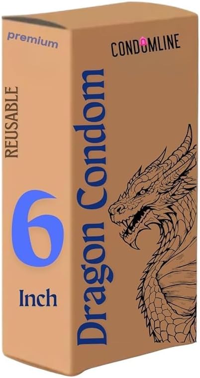 7-Inch Dragon Design Silicone Condom Sleeve for Men