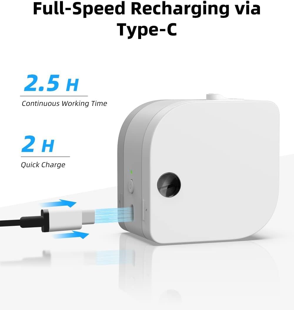 Phomemo P12 PRO Label Maker connected to a USB Type-C charging cable.