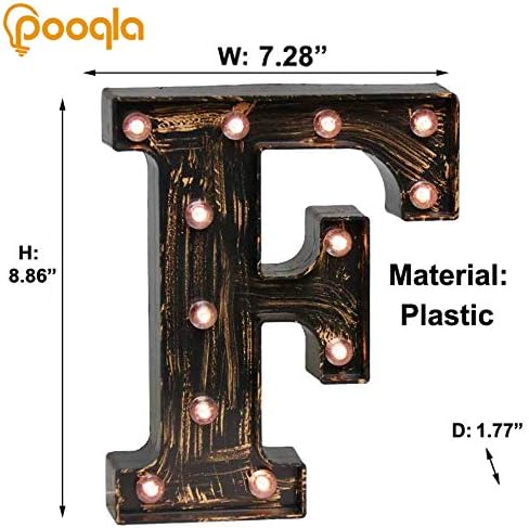 Miniatura 5 de Pooqla Letras vintage de marquesina iluminadas con luces, estilo industrial iluminado, letras del alfabeto iluminadas, para cafetería, apartamento,