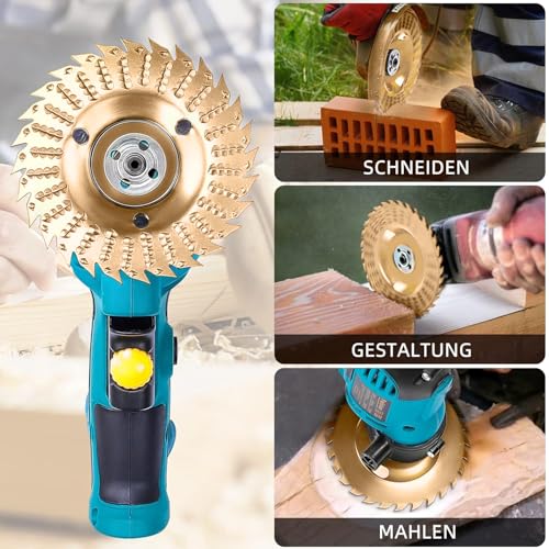 4 Stück Frässcheibe für Winkelschleifer Holz 125mm Winkelschleifer Mit 22,2 mm Holz Schleifscheibe Schleifscheiben zum Formen, SchleifenundSchneiden 125mm Holzschleifscheiben(Gold)