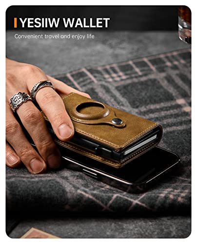 Yesiiw Airtag Wallet For Men Rfid Blocking Credit Card Holder With Id Window And Money Clip Slim Smart Bifold Leather Wallet With Airtag Holder Yellow(Airtag Not Included) #TOP6