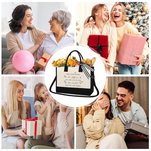 Bolso tote para regalo de jubilación - Bolso de lona inspirador para mujeres, con mensaje personalizado 'Nunca subestimes la diferencia que hiciste y las vidas que tocaste', ideal para Día de Acción de Gracias miniatura 6