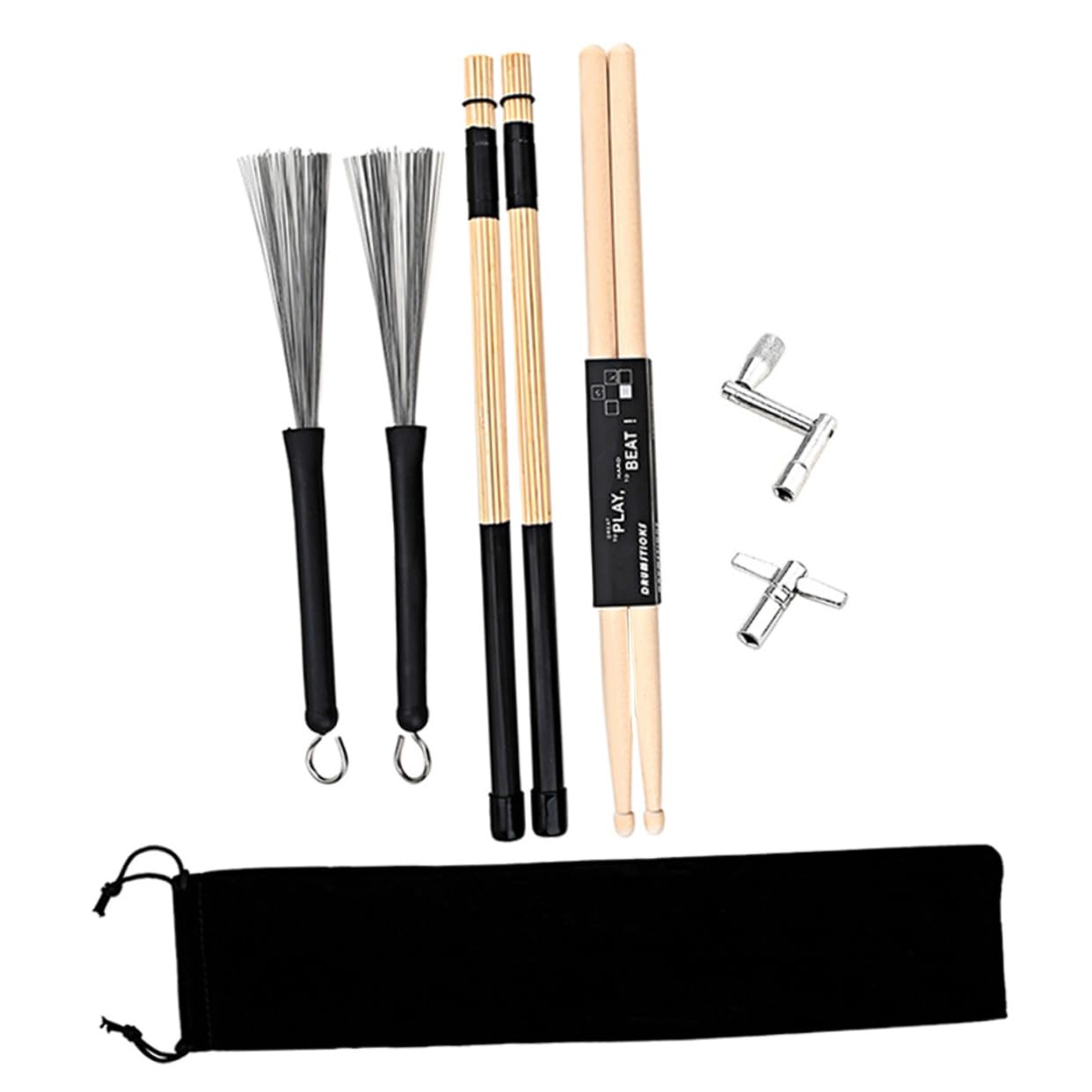 FRCOLOR Bacchette e Pennello per Batteria Kit per Strumenti Musicali Accessori per Principianti e Musicisti Jazz