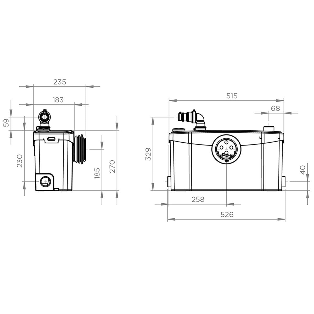 SFA Sanimoueur Saniplus Up - Trituradora de inodoro para baño completo con inodoro, gran capacidad, instalación discreta, fácil mantenimiento, 52,6 x 23,5 x 32,9 cm - 400 W - Made in France