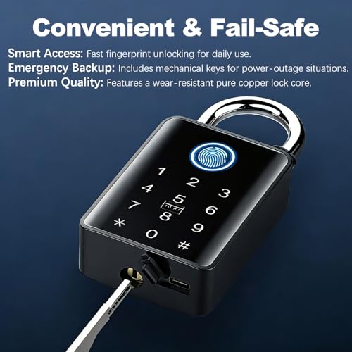 Heavy Duty Fingerprint Padlock with Key, Outdoor Smart Padlock with Code Keypad, Smart Combination Gate Lock for Outdoor Fence, Gate, Storage Unit, Tuya App, Waterproof (10 mm Shackle) by Gokano - Image 6