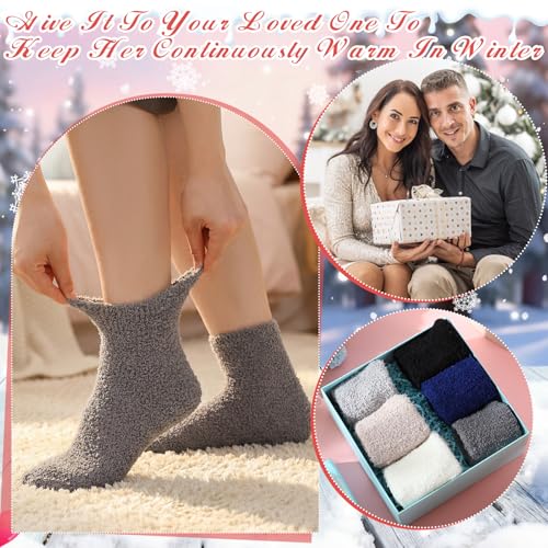 Image of Foaincore 12 Pairs Fuzzy Socks Bulk for Women Cozy Fluffy Slipper Socks Warm Soft Sleeping Gifts for Home