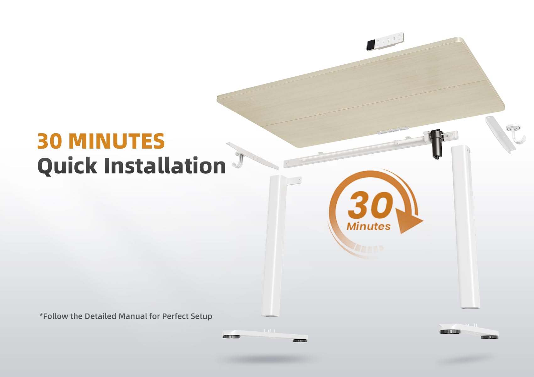 Claiks Electric Height Adjustable Standing Desk, 35x20 Inch, Nature view 7