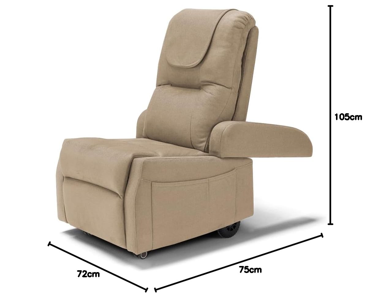 Poltrona Relax Elettrica Dubai 4 Motori 2 + 2, per anziani e disabili, 4 ruote, sistema reclinazione e alzapersona, funzione guida, batteria con 172 minuti di autonomia, tessuto idrorepellente