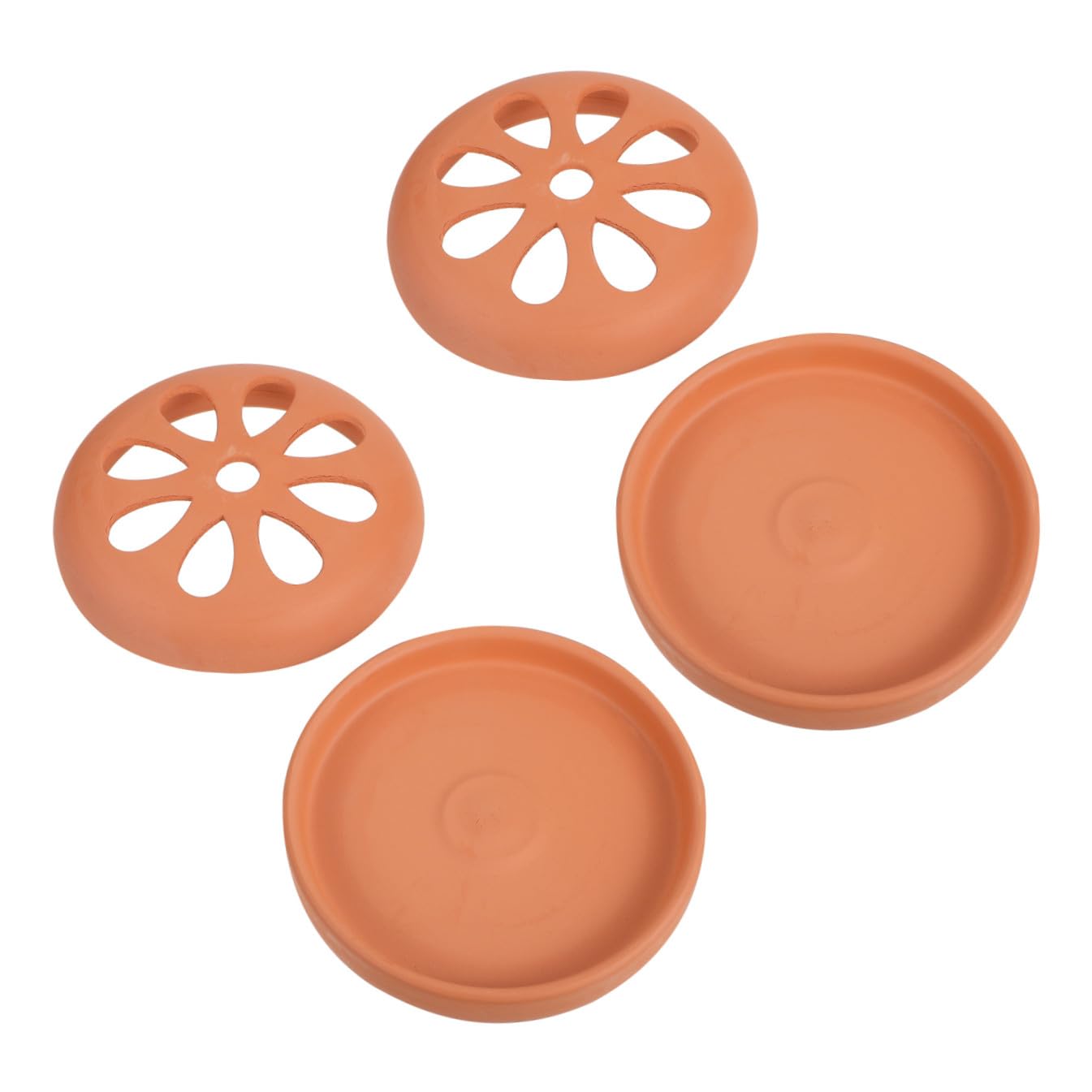 Bruciatore per Zampironi in Terracotta, Set 2 Pezzi Coperchio Forato
