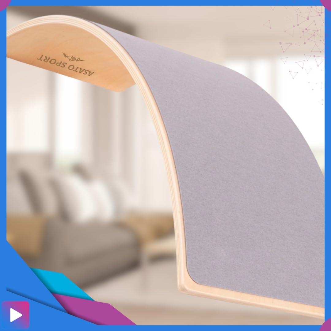 ASATO Deska balansowa z drewna – zabawka Montessori dla dzieci i dorosłych – deska do balansowania z filcem – deska do balansowania 82 x 29 cm – deska do balansowania i deska do balansowania