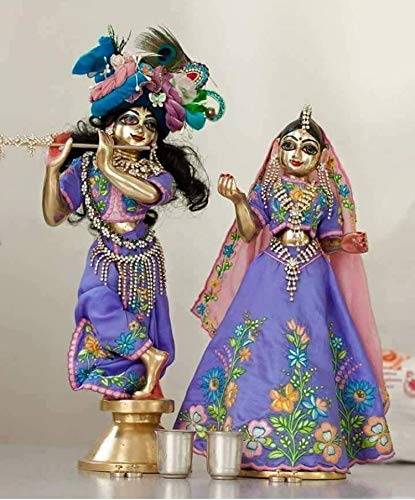 Brass Made Golden Radha Krishna Idol 