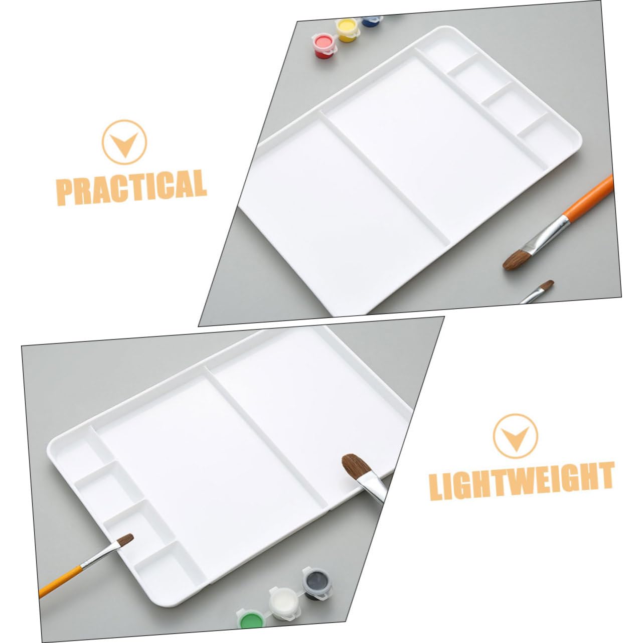 Palette de Peinture Plastique PP à Compartiments Multiples, Blanc