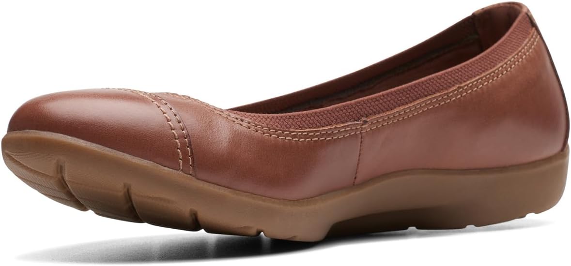 Clarks Women's Meadow Opal Ballet Flat, Tan Leather, 8.5