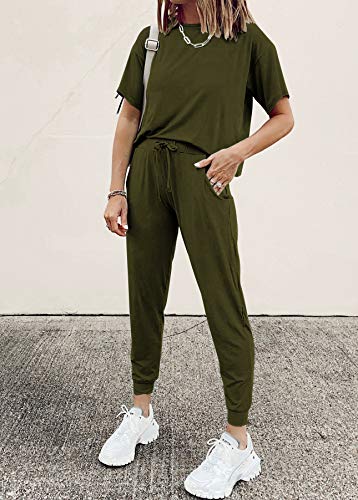 PRETTYGARDEN Women's Two Piece Sets 2025 Summer Spring Jogger Pants Travel Vacation Lounge Outfits Airplane Matching Clothes