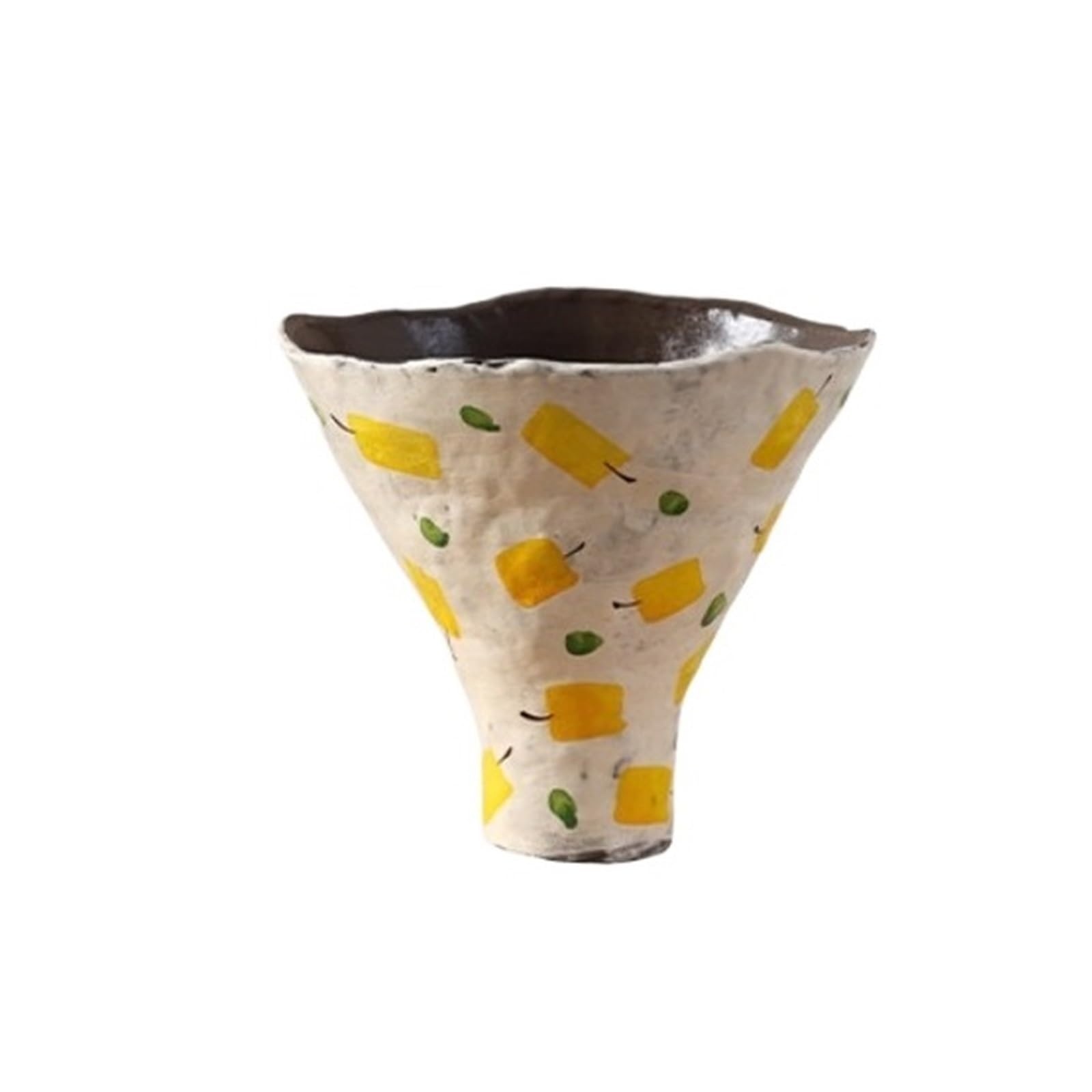 Z4T8M2K6G5 Indoor Plant Pots Large-Mouthed Ceramic Planter: A, Glazed, Conical Planter With A Wide Base Garden Planters(Yellow)