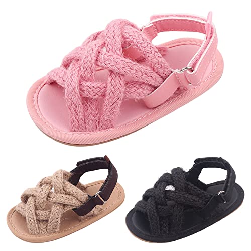 Summer Children Infant infant Shoes Girls Sandals Flat Bottom Lightweight Li Linen Woven Upper Soft Breathable Comfortable Size 11 Girls Tennis Shoes2