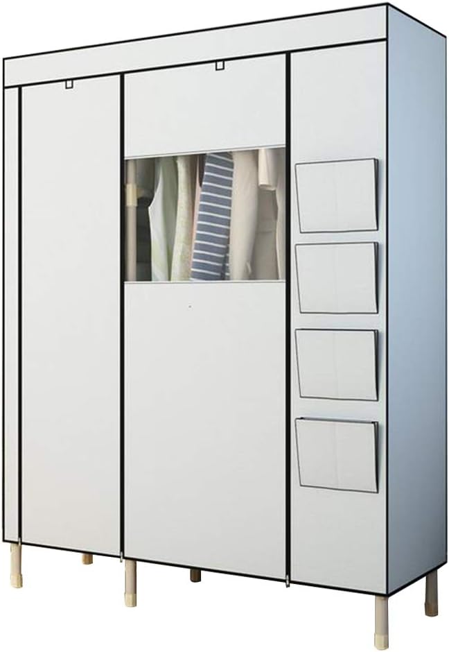 Cloth Wardrobe Clothes Closet, Portable Closet Wardrobe Storage Closet Standing Closet Fabric Cabinet Portable Wardrobe,White_130*50 * 190cm