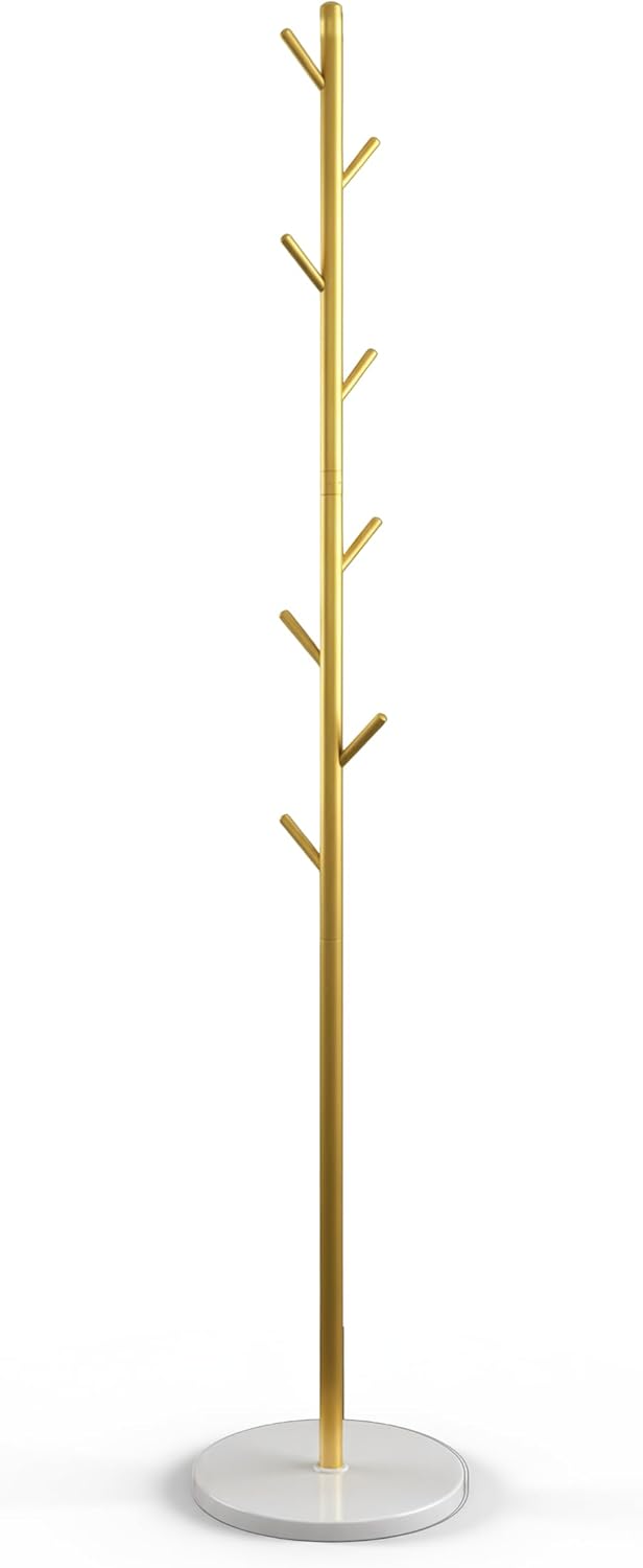 Coat Rack Freestanding Metal Clothing Rack – Modern Clothes Organizer with 8 Coat Hooks – Space-Saving Hall Tree for Entryway, Bedroom, Office – Sturdy Minimalist Coat Hanger & Garment Rack (Black)