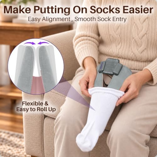 KEKOY Magnetic Sock Aid, Adjustable 4-4.5'' Sock Helper for Seniors, Grey — 사진 2