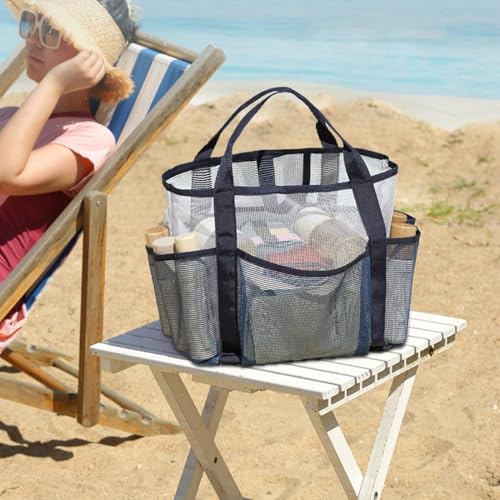 Beach Tote Bag for Women,Large Mesh Vacation Travel Tote - Lightweight Beach Travel Organizer Bag for Sunscreen Sunglasses2