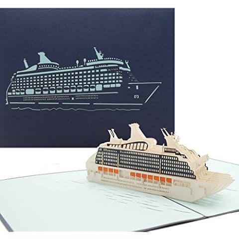 'Pop Up 3D Card  Cruising Cruise "Gutschein Cruise with Travel Cruise Ship Greeting Card Cover