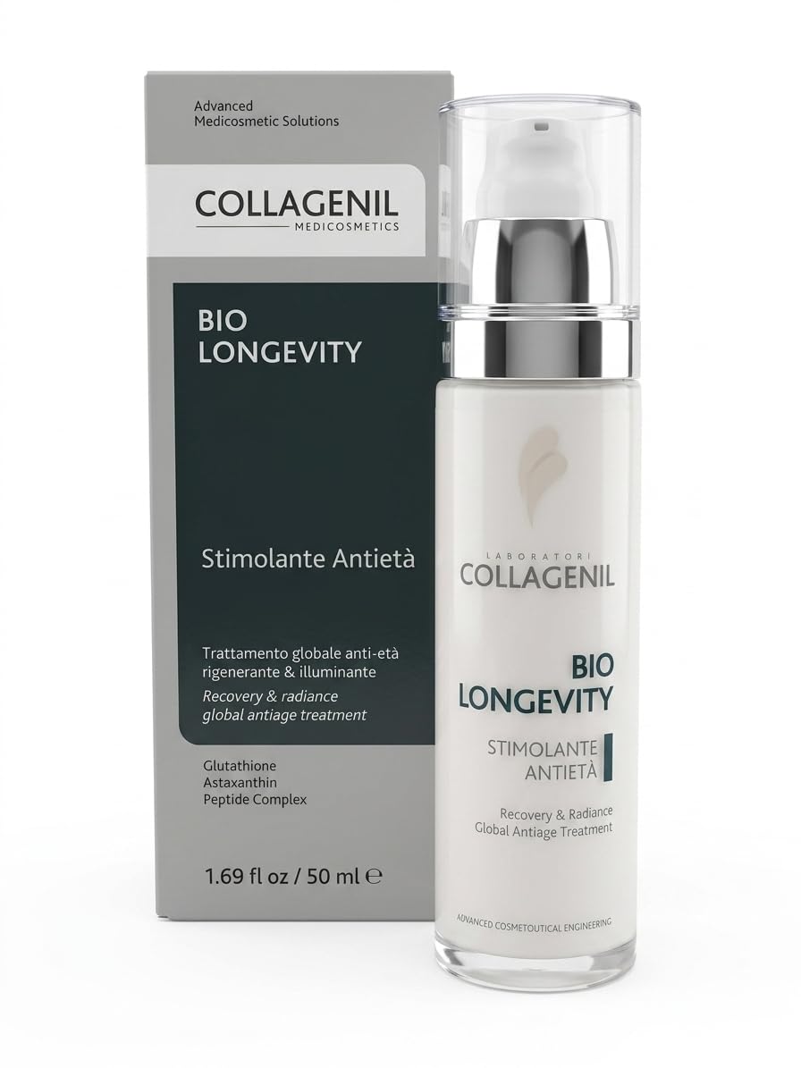 Bio Longevity Anti-Aging-Stimulans, Gesichts-, Hals- und Dekolletécreme, biostimulierend, revitalisierend, antioxidativ, beugt Falten und Hautalterung vor, Made in Italy, 50 ml