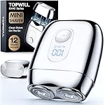 Metal Mini Shaver for Men - Travel-Friendly Portable Alloy Electric Rotary Beard Razor for Face, Gift, Wet/Dry IPX7 Waterproof Cordless USB-C Rechargeable, Upgraded RX40, Mini Pro 3.0