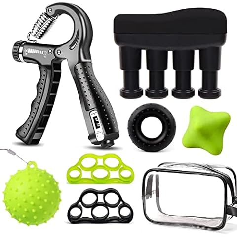 Hand Grips Strengthener Set, 7 Pack Hand Grip Trainer, Forearm Strengthener Training Workout Kit, Adjustable Hand Gripper, Finger Strengthener, Finger Exerciser, Ring Gripper, Stress Relief Ball Cover