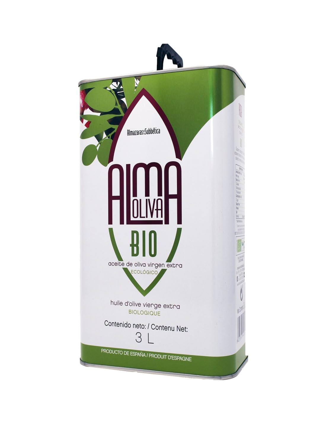 ALMAOLIVA | Aceite de oliva virgen extra ecológico lata de 3 Litros - Equilibrio ecológico con todo el sabor.
