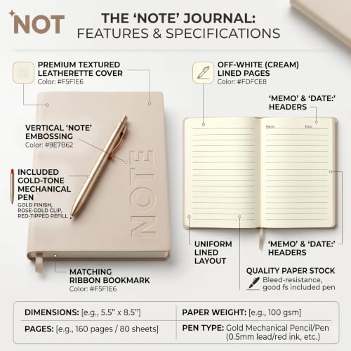 Image of A5 Premium Leatherette Diary Notebook with Metal Pen, Ruled Journal for Office Meetings, Daily Planner, Business Notebook, Writing Journal, Work Organizer, Executive Notebook for Men & Women