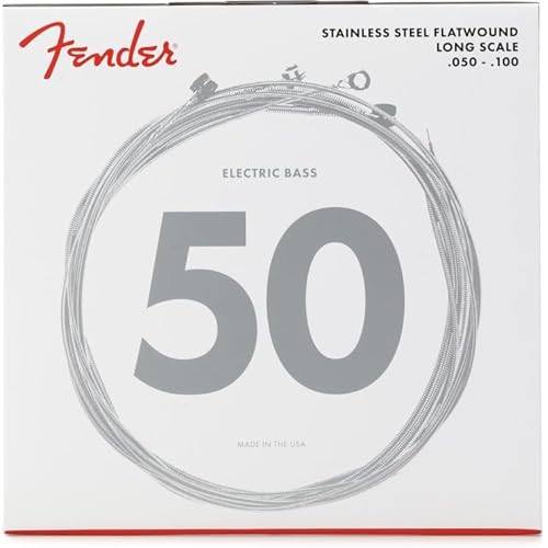 Fender 9050 Bass Strings, Stainless Steel Flatwound, 9050ML .050-.100,