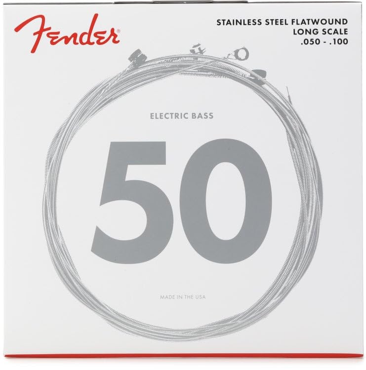 Fender 9050 Bass Strings, Stainless Steel Flatwound, 9050ML .050-.100,