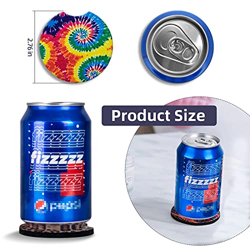 lifeegrn Car Coasters, Car Cup Holder Coasters, 2.76 Inches Car Coasters for Cup Holders, Anti Slip Removable Universal Neoprene Drinks Absorbent, Car Coasters for Women(Rainbow Spiral 2 Packs)