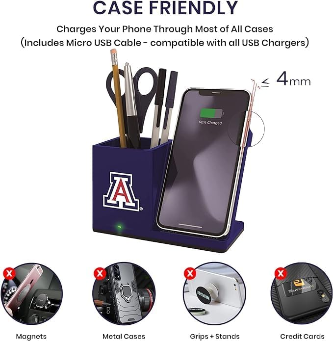 SOAR NCAA Unisex Wireless Charging Stand with Desktop Organizer - Image 5