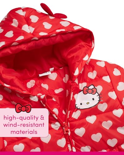 Hello Kitty Girls' Puffer Jacket - Full Zip Up Hooded Puffer Jackets - Outdoor Jackets for Girls (3T-7)4