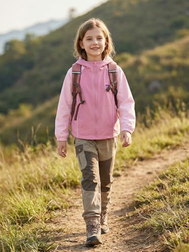 Image of WELAKEN Lightweight Jacket for Girls Kid Teen Waterproof Windbreaker Hooded Rain Coats with Pockets