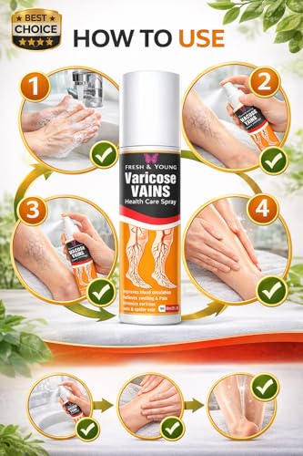 Image of Fresh & Young Varicose Veins Spray | Natural Formula for Fast Relief | Reduces Swelling, Relieves Pain & Improves Blood Circulation | Easy-to-Use Spray for Legs & Feet - 50 ml Pack of 3