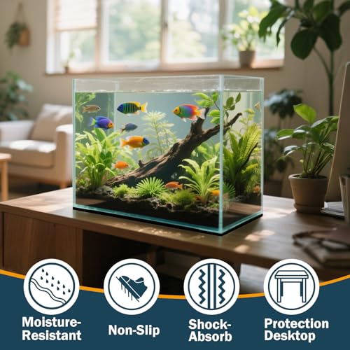 Image of 2 Packs 23.6 x 15 Inch Aquarium Fish Tank Leveling Pad, 6mm Thick Foam Fish Tank Mat Non-Slip Neoprene Foam Shockproof Easy Cut for Water Stable Floor Protection Black