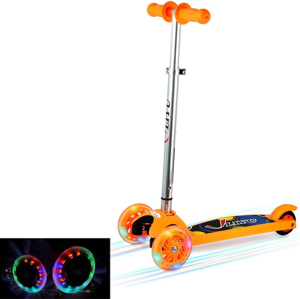 3 wheel Kick Scooter for Kids, Adjustable Height Tri-Scooter Toddler Kickboard with Flashing Wheels for Children 2-5 Years Old