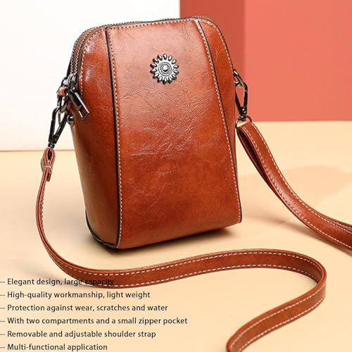 Elmyse Crossbody Bag Leather, Retro All-Match Vertical Cellphone Bag, Leather Crossbody Bags for Women3
