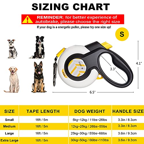 Fida Autobrake Retractable Dog Leash. Advanced Patented Design For Dog Pulling, 16 Ft Heavy Duty No Pull Pet Walking Leash For Small Breeds. 360° Tangle Free, Soft Grip, Small Size. #TOP4