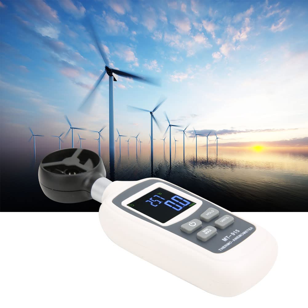 MT 915 Digitales Handanemometer zur Messung von Windgeschwindigkeit und Temperatur – Tragbares Wettermessgerät mit Max./Min.-Datenspeicherung für UAV-Umgebungen und den
