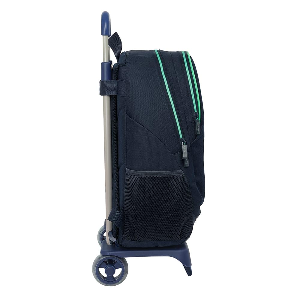 Safta | Mochila Escolar Grande con Ruedas Real Madrid 2ª Equipación 25/26, Carro 905 Extraíble 85 cm Alto, 2 Compartimentos, Portabotellas, Hombreras Ergonómicas Acolchadas, Medidas 32x16x44 cm